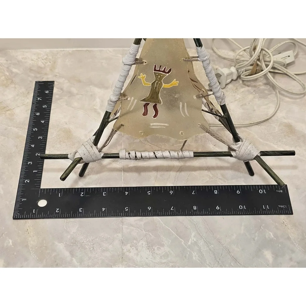 🏕️ Vintage Native American Teepee Lamp EUC Western Southwestern Decor